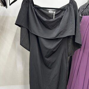 Grace Karin Black Draped Mini Dress